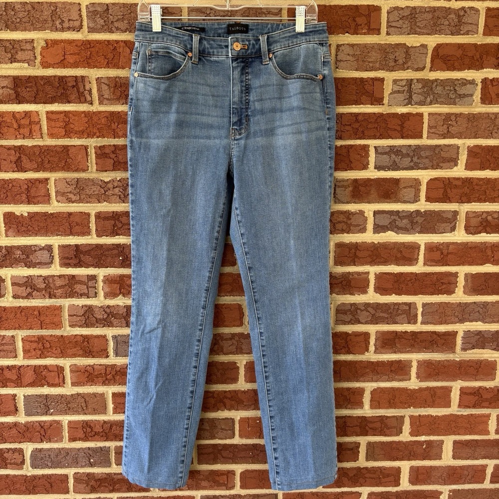 Talbots Women'sβ Straight Leg Jeans Size 6 Medium Wash Mid Rise Altered 28X29